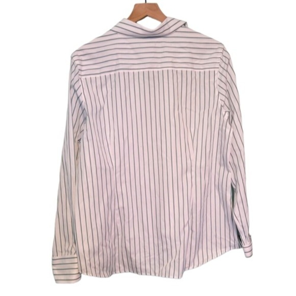 Pendleton White & Green Stripe Button Up Top Size… - image 2